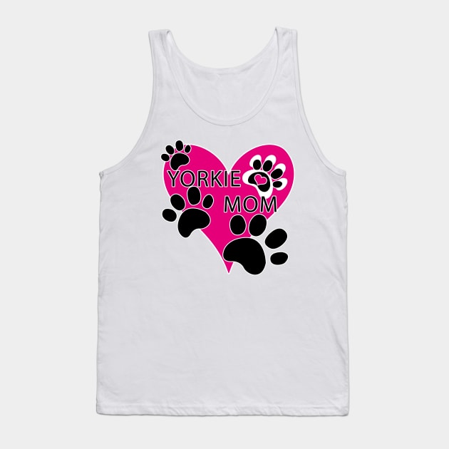 Yorkie Mom Big Heart Dog Paw Prints Tank Top by TLSDesigns